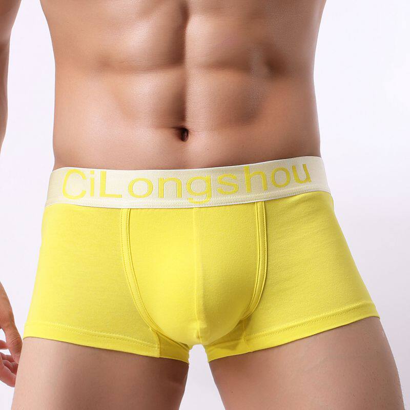 Men's underwear Men's flat pants Pure cotton summer four-corner underwear Men's four-corner underwear Young boys pants yellow