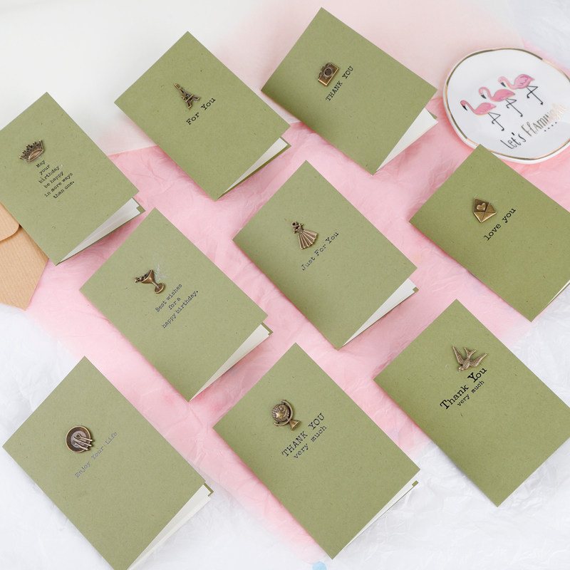 Retro simple with envelope Korean creative greeting card birthday wishes thank you card business small card message