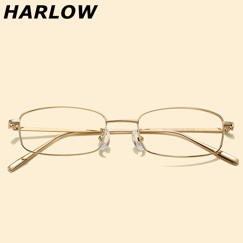 Gold Eyeglass Frames for Men and Women, Square Small Frame, Cool Retro Gold-Rimmed Square and Round Metal Frames, Suitable for Prescription Lenses Gold Eyeglass Frames for Men and Women, Square Small Frame, Cool Retro Gold-Rimmed Square and Round Metal Frames, Suitable for Prescription Lenses