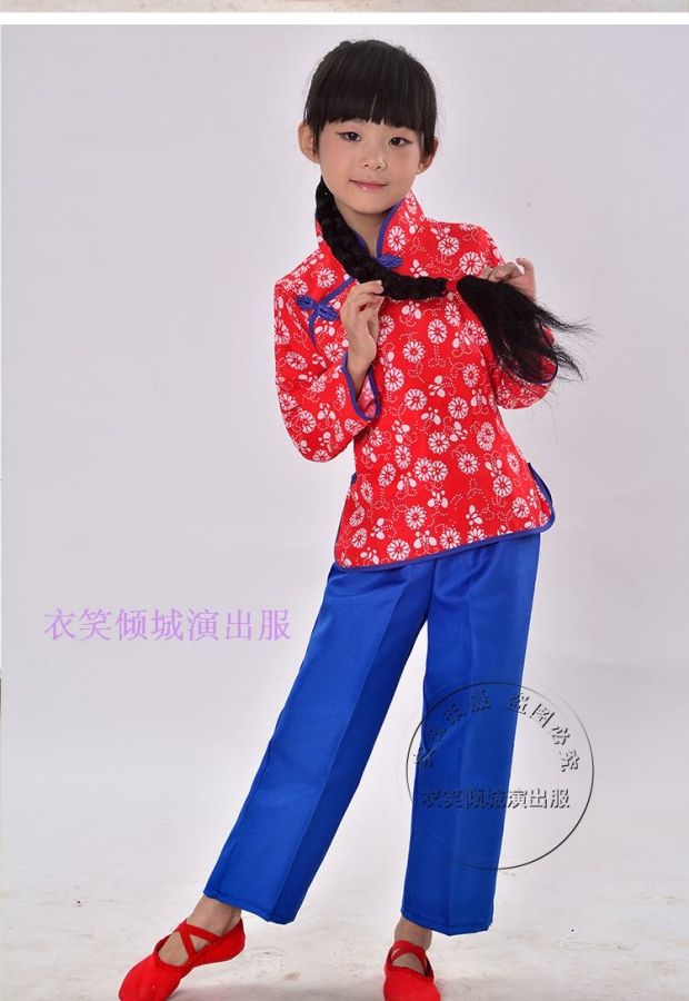 Làng mới dì trẻ em nhỏ mận sắt biểu diễn sân khấu biểu diễn Bắc Kinh Opera biểu diễn đèn đỏ Li Tiemei biểu diễn quần áo - Trang phục quần khiêu vũ cho bé