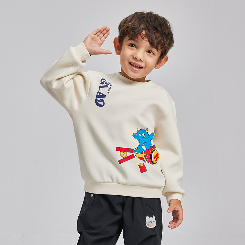 361 ° Children's Clothing for Boys and Girls, Pullover Sweatshirt, Round Neck, Autumn and Winter 2026 New Autumn Style, Fleece-Lined Long-Sleeved Sports Top — 1