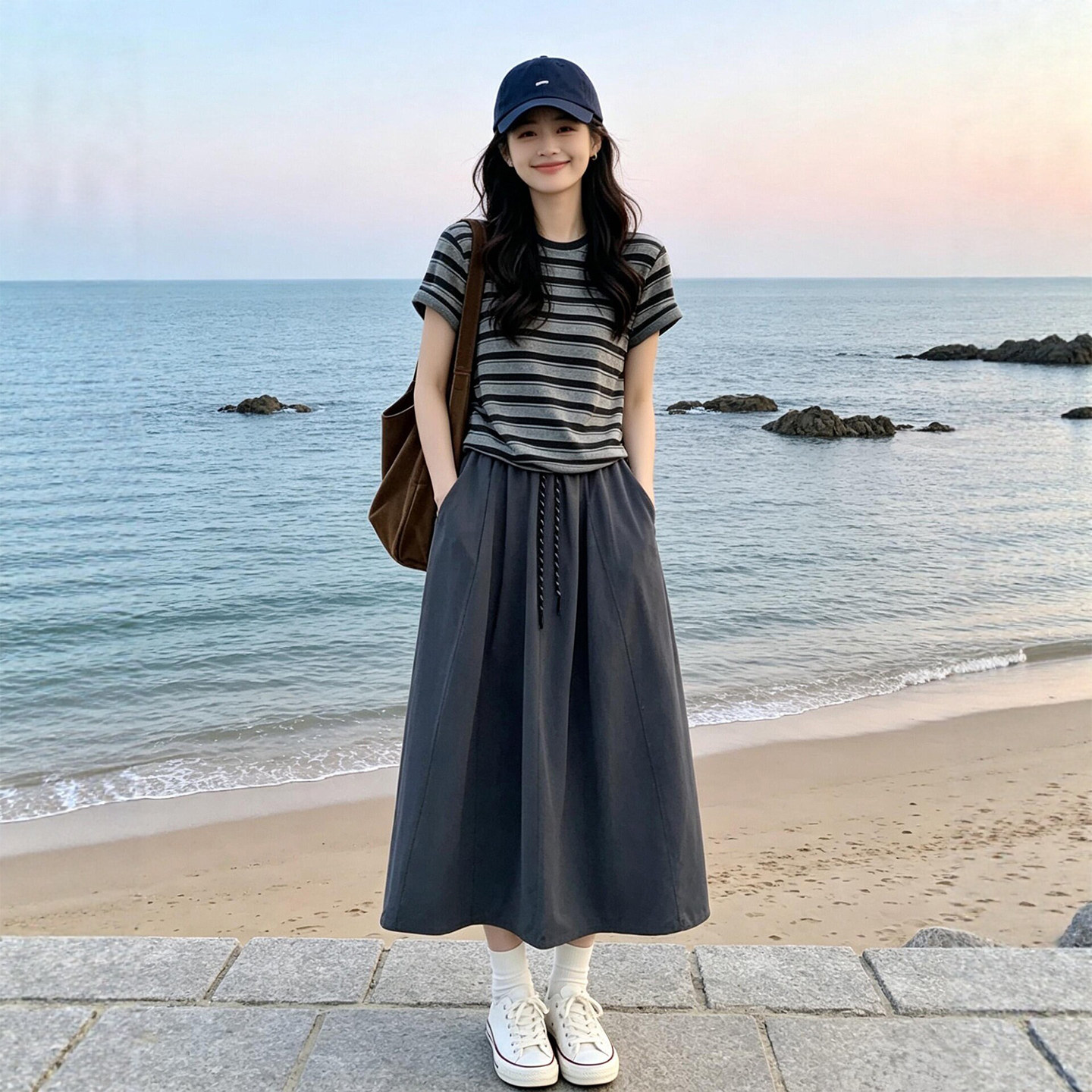 灰色工装半身裙女2026新款夏季大码胖mm宽松显瘦a字半裙南瓜长裙