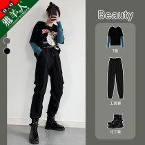 Handsome workmen pants women pants 2022 new spring clothing Chains casual spring and autumn slim fit Japanese bunches sports pants