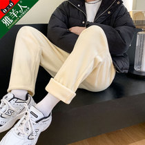 Chenille Corduroy Harren pants womens pants 2021 new autumn and winter velvet padded radish beige stripant pants