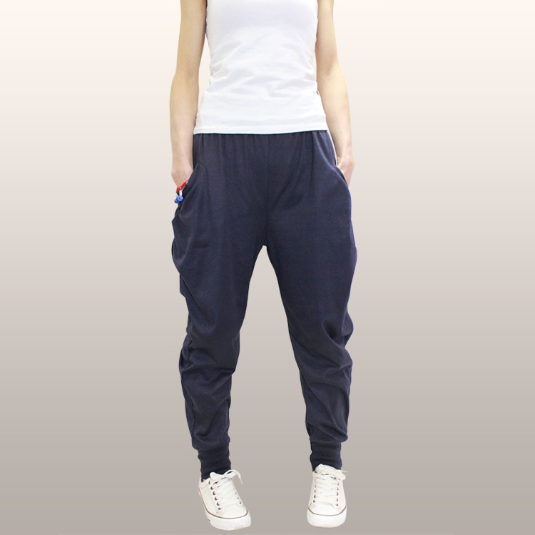 Mùa thu cotton kích thước lớn của phụ nữ cộng với phân bón tăng quần harem rộng quần lớn chất béo quần thể thao MM là quần mỏng quần jean baggy nữ