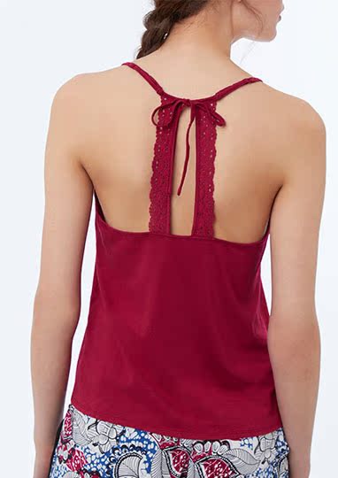 Aige đồ lót Etam đỏ trở lại cổ ren ren tay áo tank top đồ ngủ 8E077619302 quần áo nữ