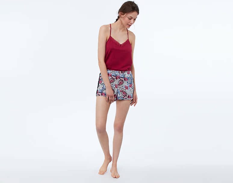 Aige đồ lót Etam đỏ trở lại cổ ren ren tay áo tank top đồ ngủ 8E077619302 quần áo nữ