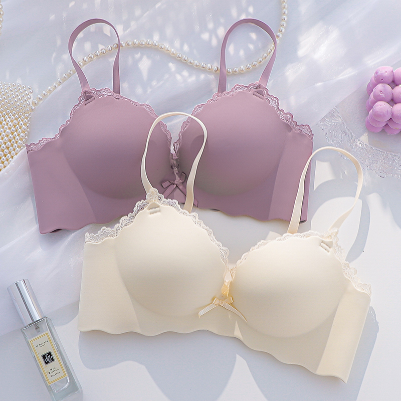 Brand small chest push-up bra with side breasts thickened top support no steel ring no trace comfortable thin underwear women's suit