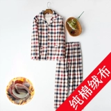 Демисезонный хлопковый бархатный лонгслив, пижама, для среднего возраста, большой размер