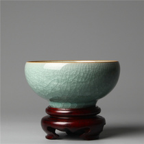 Longquan Celadon Gongfu tea big tea bowl master Ye Xiaochun handmade tea bowl ice crack tea decorative ornaments
