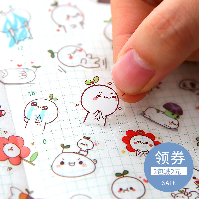 Small fresh girl heart waterproof cartoon cute transparent diary DIY decorative sticker set Korean hand account sticker