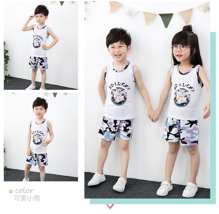 Trẻ em mùa hè vest quần short đặt 2-5 chàng trai cotton trẻ em quần áo cô gái quần áo 9 tuổi nữ bé mỏng mùa hè ăn mặc