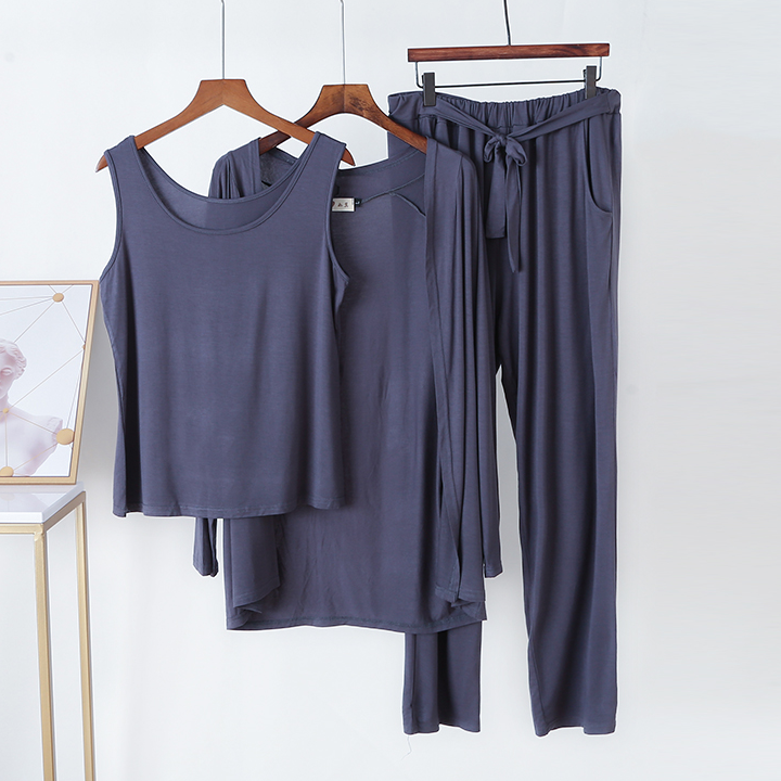 Modale Home Suits Women Suit Spring Autumn Loose Casual Cardiovert Vest Cotton Long Pants Sport Large Size Summer Pyjamas