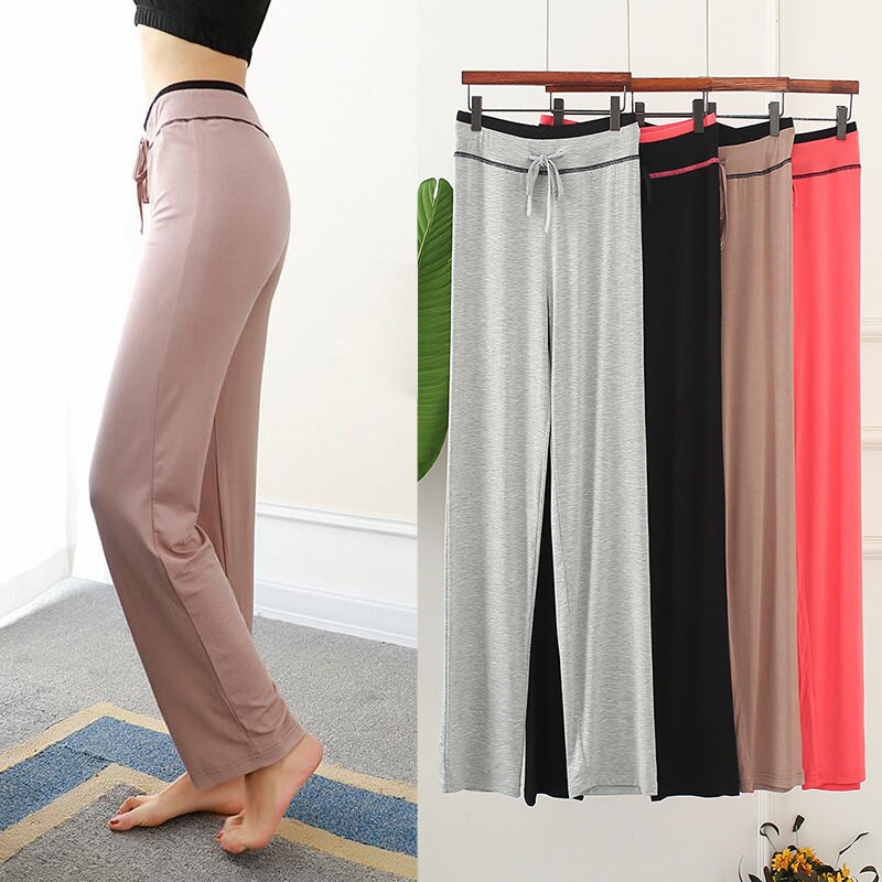 High Waist Wide Pants Woman Loose Straight Drum Sleeping Pants Practice Dance Summer Thin Section Home Fitness Beating Bottom Yoga Casual Pants