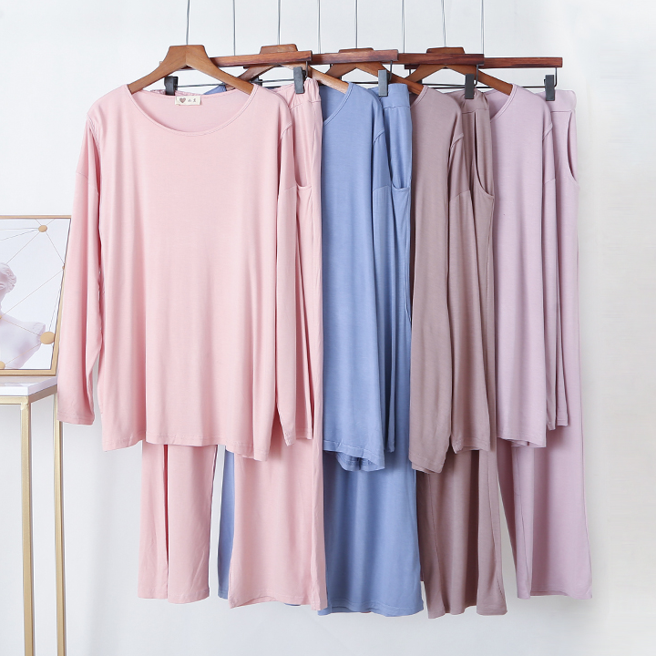 Spring Autumn Lunar Subsuit Summer Pure Cotton Maternal Ventilation May 6 Modale Pregnant Woman Pants Suit Thin lactation pyjamas