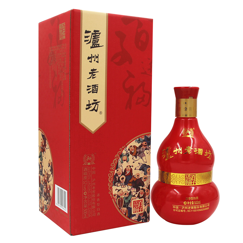 泸州老酒坊 52度百子送福500ml*6整箱浓香型白酒婚喜宴席送礼