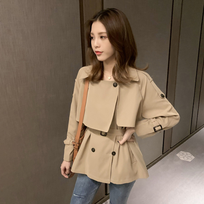 Fall 2019 new Korean British Khaki Short windbreaker women's loose small coat design top