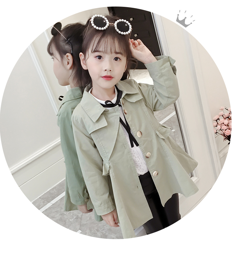 Áo khoác nữ mùa thu 2018 phiên bản Hàn Quốc mới của bộ đồ thủy triều trong chiếc áo khoác bé trai dài không khí nước ngoài dài mùa xuân và áo khoác mùa thu áo khoác cho be gái 12 tuổi