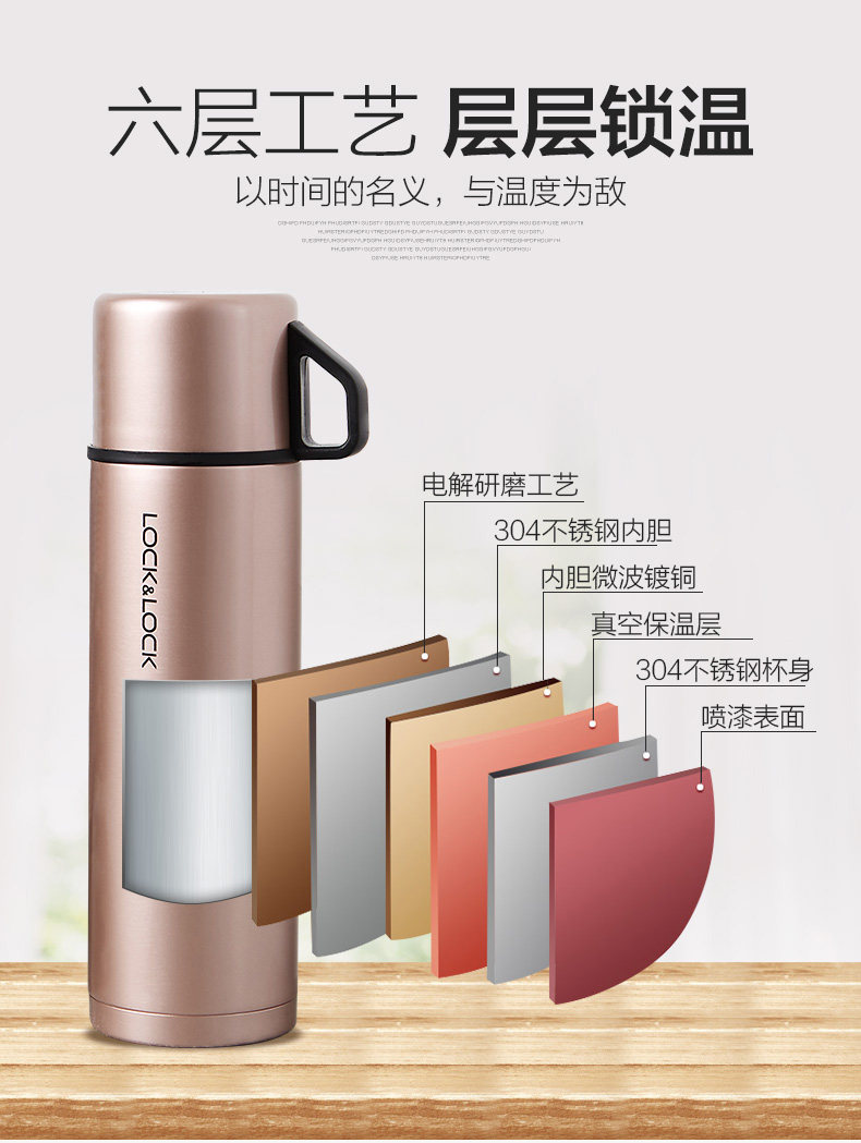 乐扣乐扣 不锈钢保温杯 480ml 一盖两用 图4