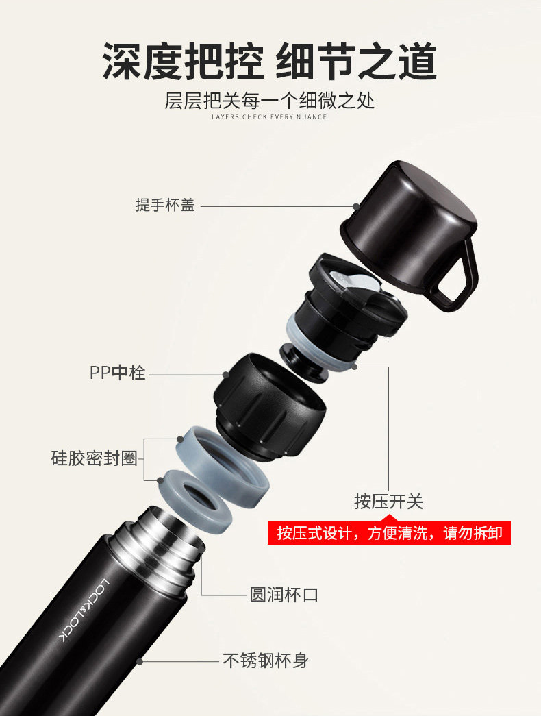 乐扣乐扣 316不锈钢保温杯 480ml 一盖两用 图14