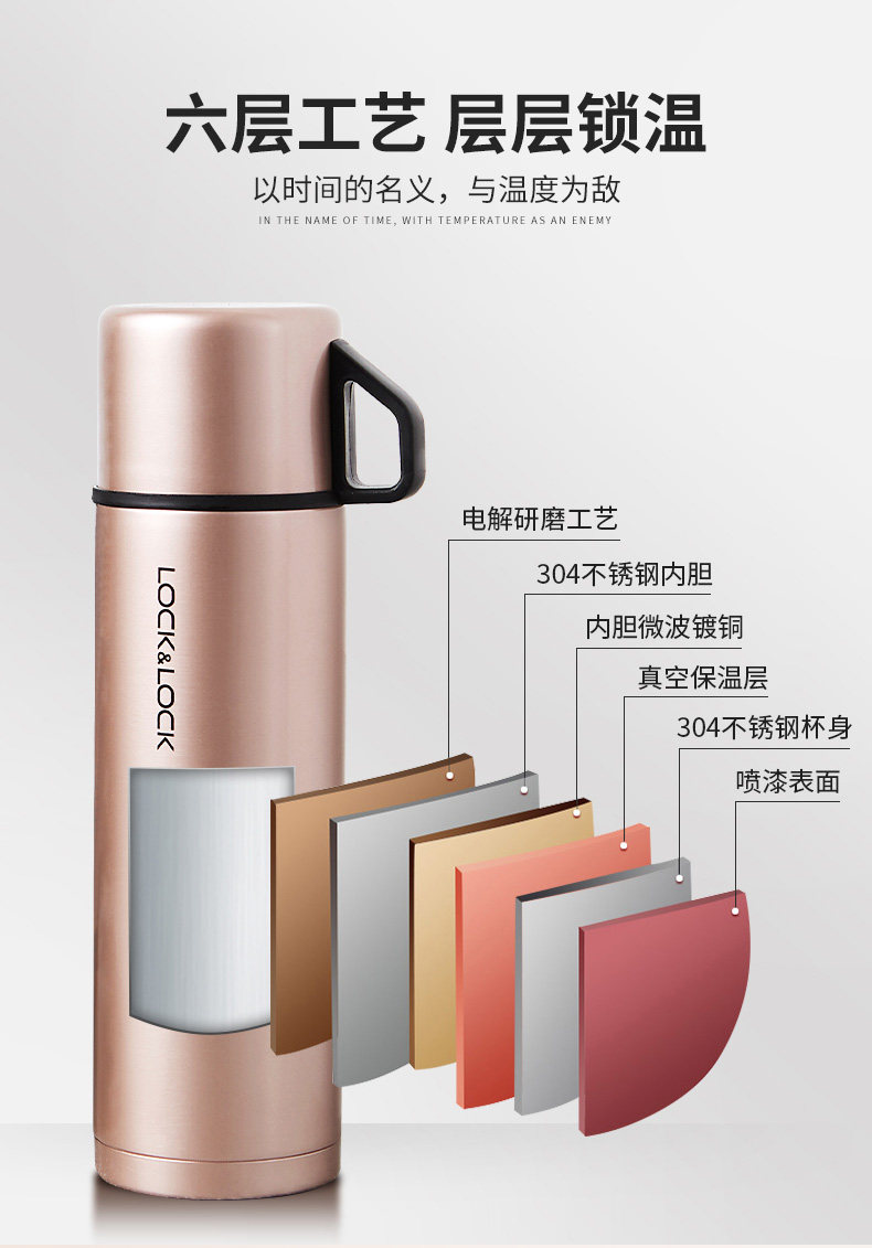 乐扣乐扣 316不锈钢保温杯 480ml 一盖两用 图6