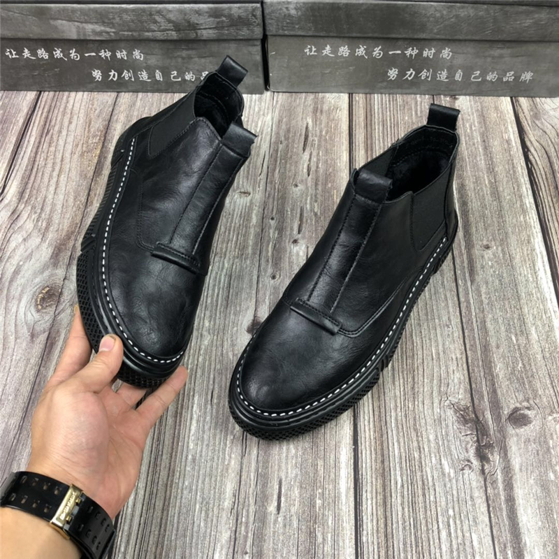 Mùa thu mới, giày cao gót đế bằng, giày đế xuồng đế xuồng phiên bản Hàn Quốc của Martin boot Spirit guys màu đỏ với giày thủy triều - Giay cao giày nam cổ lửng da bò