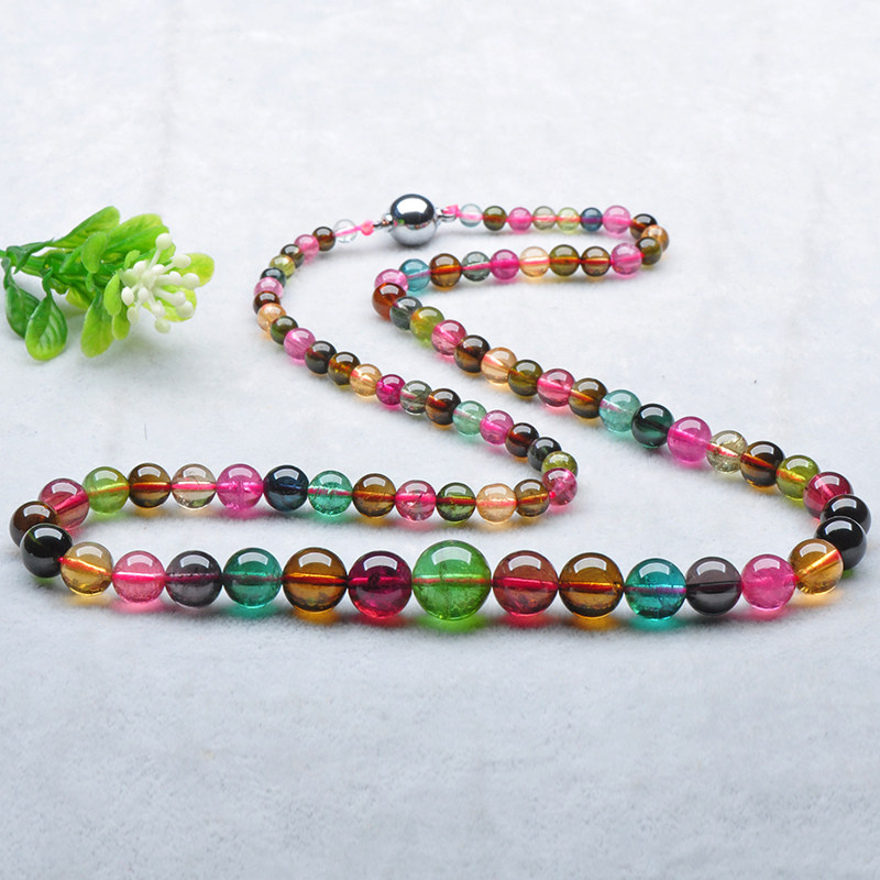 Weight 44 27 grams Beads 4 3-12mm Brazilian Natural Tourmaline Necklace 07007