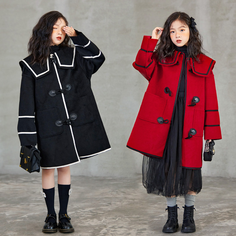 Children's clothing 2021 girls What to do in the Korean version of the Korean version of the children's pro-child dress Long version New Chinese New Year's red material The big clothes autumn and winter