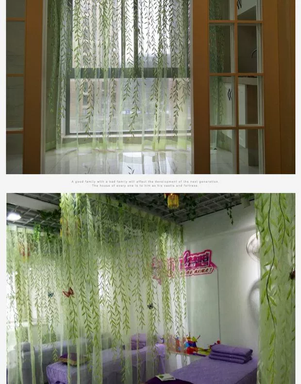 Cửa sổ phong cách mục vụ đã hoàn thành màu xanh lá cây liễu gạc rèm phòng khách phòng ngủ ban công từ sàn đến trần đặc biệt cung cấp rèm cửa - Phụ kiện rèm cửa thanh treo rèm cửa không cần khoan