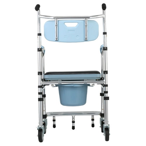 Туалетный кресло с алюминиевым сплавом для пожилых людей с колесами для беременных женщин и пациентов, складывающих купание кресло против туалетного сиденья для душевого кресла