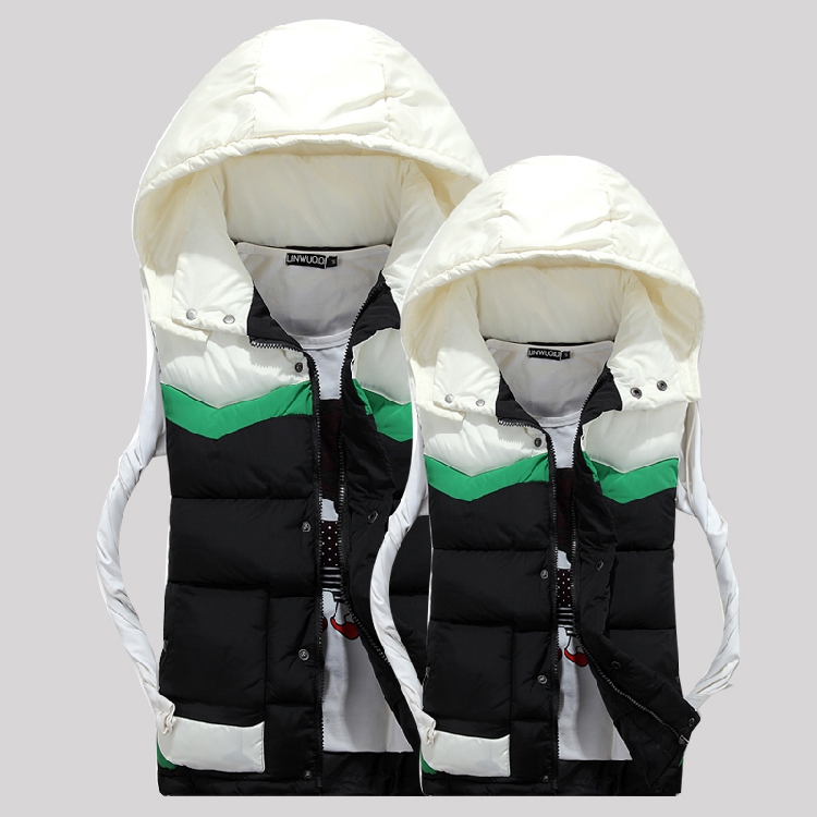 Mùa thu và mùa đông cặp đôi mới xuống áo vest cotton thời trang trùm đầu Áo thun cotton nam vest dày vai không tay cotton quần áo áo khoác ba lỗ nam