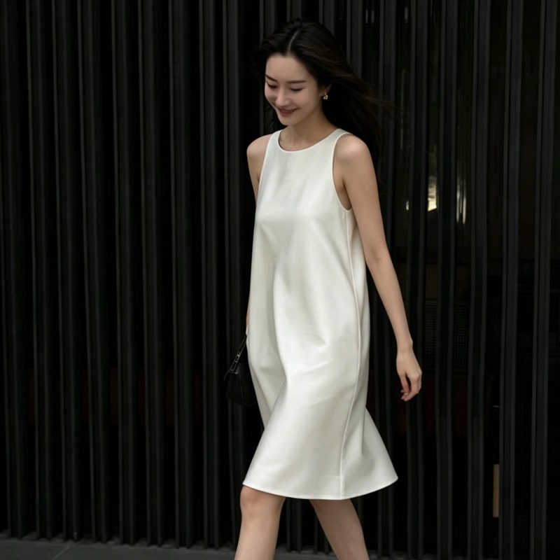 Nanyou Li Hui'Er Simple Black Dress Women's Summer Sleeveless Tank Top Long Dress White Formal Dress Women