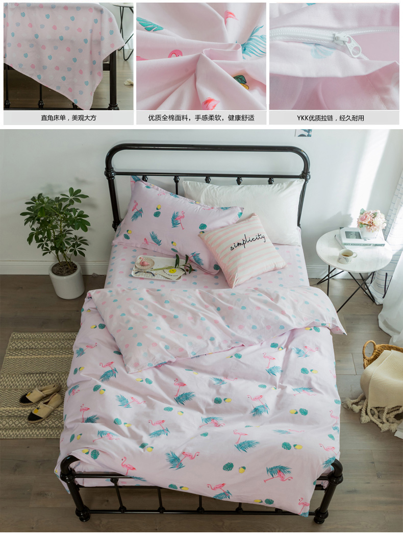 Sheets ba mảnh sinh viên ký túc xá duy nhất 0.9 m cotton phòng ngủ quilt cover pillowcase 1.2 m bộ đồ giường cô gái