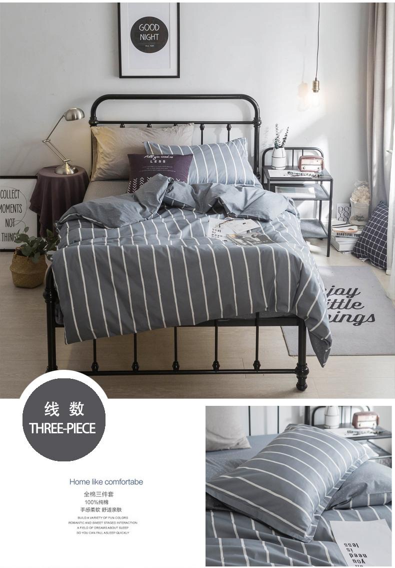 Sheets ba mảnh sinh viên ký túc xá duy nhất 0.9 m cotton phòng ngủ quilt cover pillowcase 1.2 m bộ đồ giường cô gái