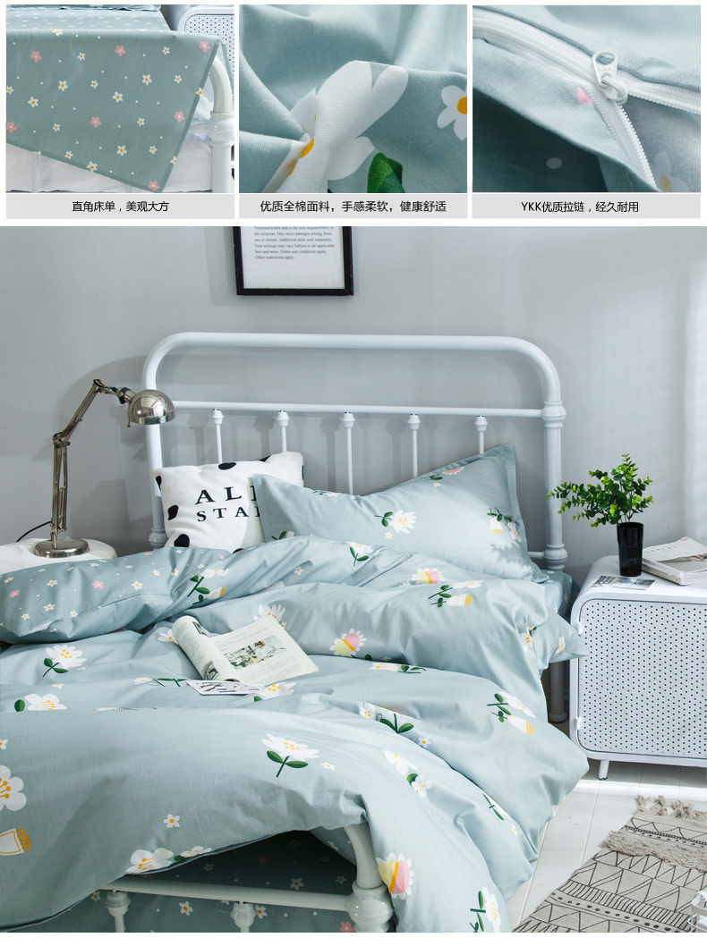 Sheets ba mảnh sinh viên ký túc xá duy nhất 0.9 m cotton phòng ngủ quilt cover pillowcase 1.2 m bộ đồ giường cô gái