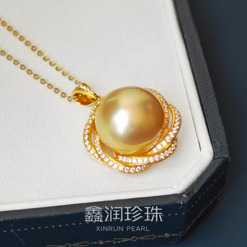 鑫润18K金海水南洋金珠吊坠:送给妈妈的最美礼物,闪耀你的感恩之心!-颈饰-淘宝好物网