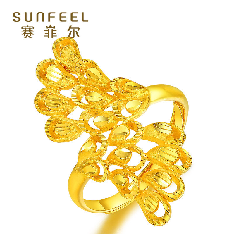 Seiffel gold ring foot gold 999 9 nestled pure gold living outlet Fengwei ring Actress Wedding Wedding Wedding