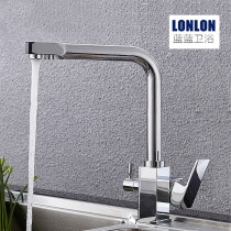 Full copper kitchen purified water three-in-one tap hot and cold rotary multifunction washing basin water purifier straight drinking tap