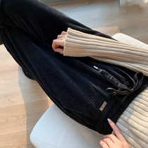Chenille corduroy wide leg pants women fall winter 2021 new high waist casual pants velvet straight mop pants