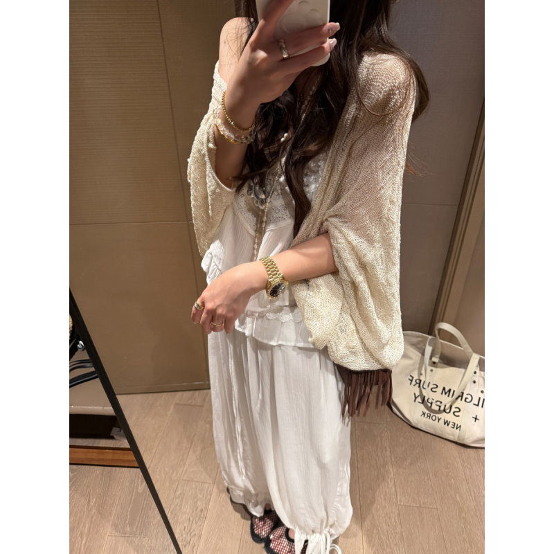 Fancccy Batwing Sleeve Sun Protection Knitted Cardigan for Women 2026 Summer New Loose Casual Outerwear Top