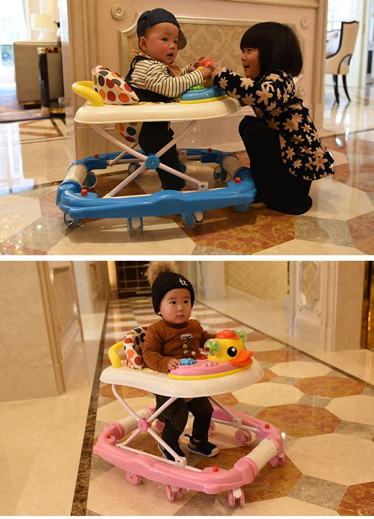 Baby Walker 6 7-18 tháng Chống rollover đẩy có thể ngồi đa chức năng với âm nhạc trẻ em bé trai và bé gái