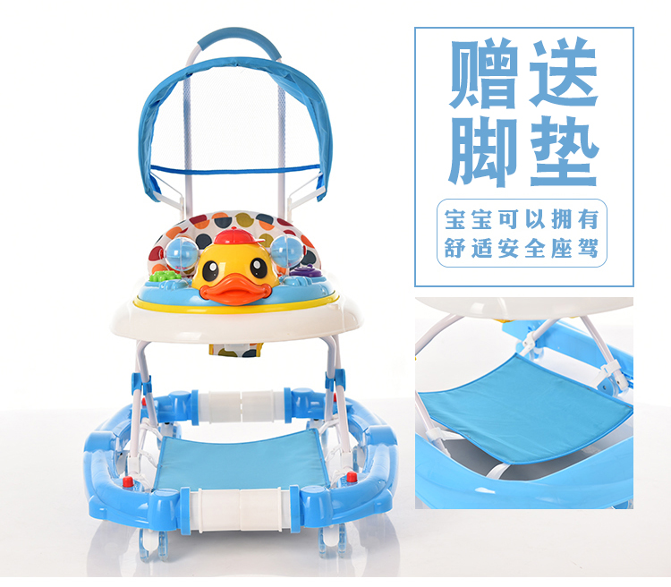 Baby Walker 6 7-18 tháng Chống rollover đẩy có thể ngồi đa chức năng với âm nhạc trẻ em bé trai và bé gái