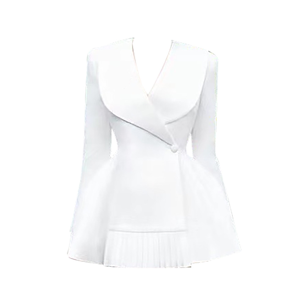 FENS DAY French Hepburn Design Sense V-Neck Dress Waist Style Pleated ...