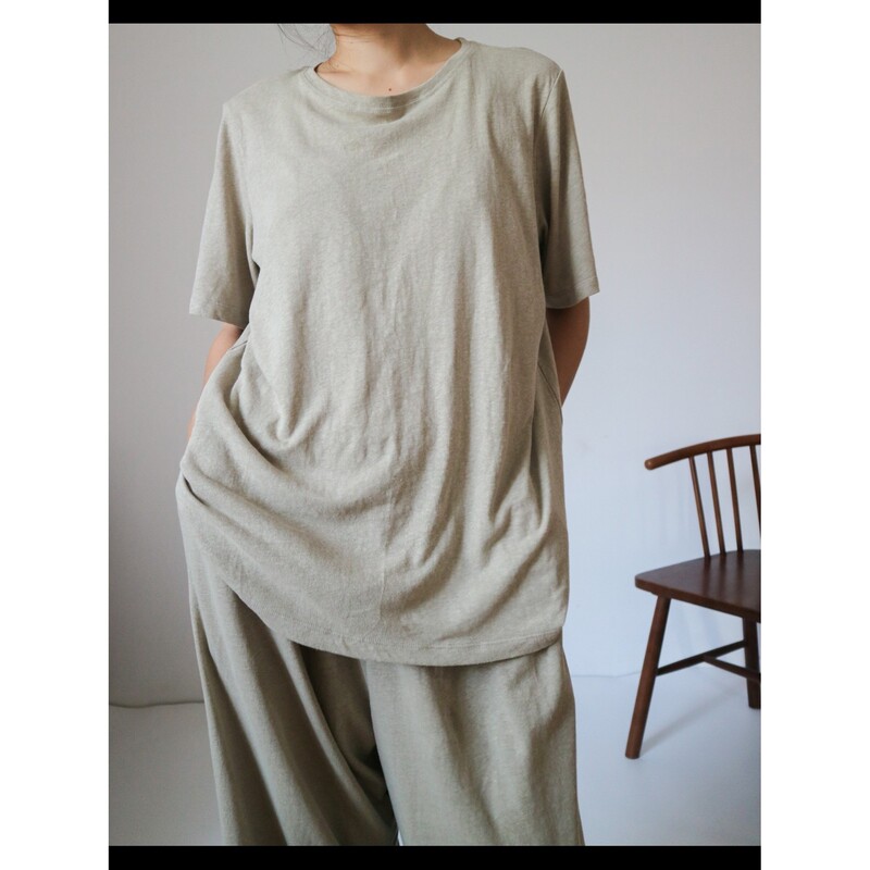 My Single Item Hemp Cotton Loungewear with Chest Pads, Short-Sleeve T-Shirt, Long Pants, Shorts, Loose Fit, Not a Set 101118033 My Single Item Hemp Cotton Loungewear with Chest Pads, Short-Sleeve T-Shirt, Long Pants, Shorts, Loose Fit, Not a Set 101118033