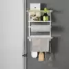 Japanese Wrought iron refrigerator shelf Magnetic kitchen storage Washing machine side wall hanger Cling film paper towel shelf