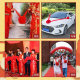 Big red flower ball car new car red satin cloth groom wedding red hydrangea opening housewarming door celebration decoration