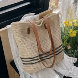 Вместительная и большая вязаная сумка ручной работы, сумка через плечо, модная универсальная соломенная сумка на одно плечо, городской стиль