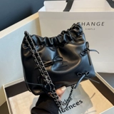 Сумка на одно плечо, небольшая сумка, модная сумка через плечо, мусорный мешок с бантиком, сумка подмышку, городской стиль