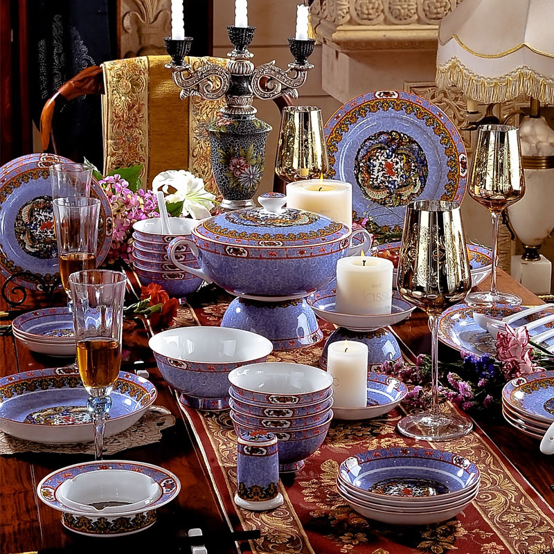 Red xin jingdezhen enamel tableware pastel colored suit 60 head suit European ceramics tableware dishes