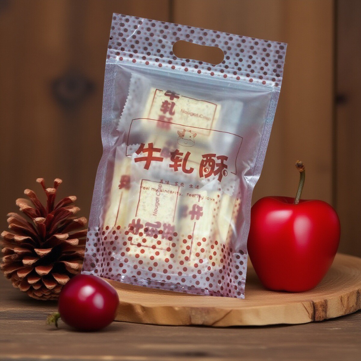 牛轧酥自封拉链袋透明饼干包装袋奶枣机封袋曲奇糖果方块酥包装袋